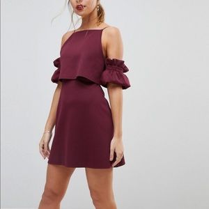 ASOS PETITE Crop Top Ruffle Sleeve Mini SZ 00